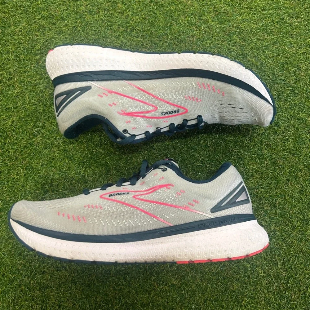 Brooks Glycerin 19 Womens Running Shoes Grey Navy Pink 1203431B110 Size 11